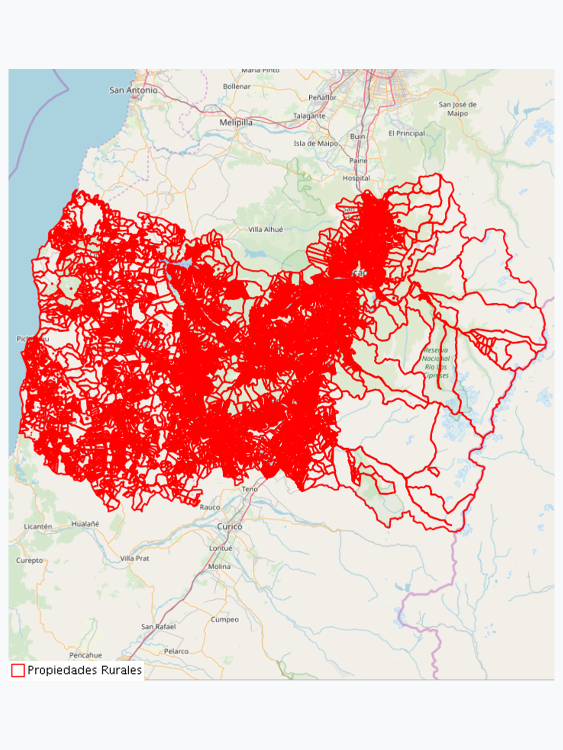 Catastro Gráfico de la Propiedad Rural 1:10.000, Región del Libertador Gral Bernardo O'Higgins, año 2013